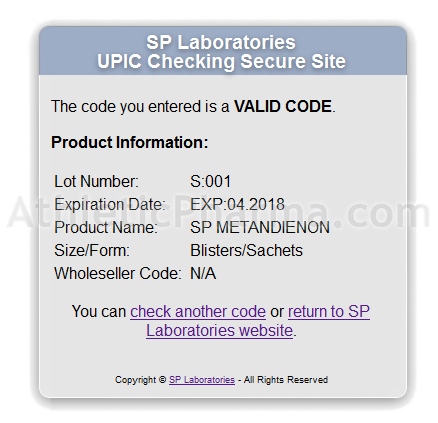 Сообщение о подлинности препаратов SP Laboratories из Молдовы Проверка оригинальности препаратов SP Laboratories